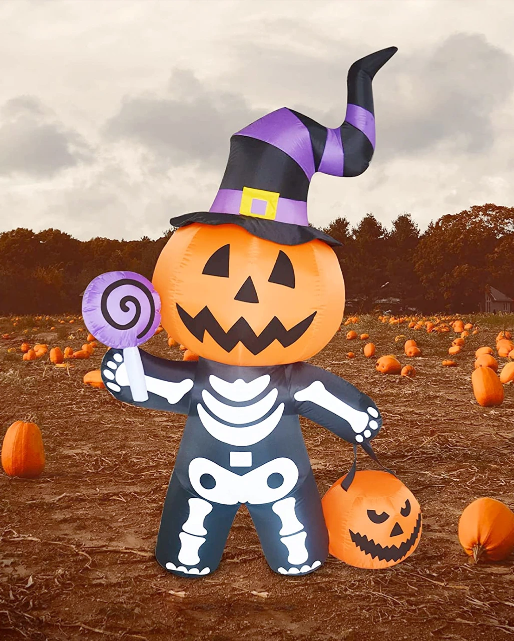 Aufblasbares Leuchtendes Halloween Kürbis Skelett 180 Cm 2 Aufblasbares Leuchtendes Halloween Kürbis Skelett 180 Cm – Bild 2