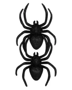 2 Schwarze Glitzer Spinnen