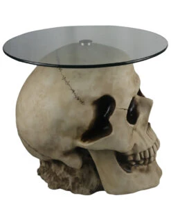 Totenschädel Tisch Mit Glasplatte 56,5cm -Karneval-Universe totenkopf tisch mit runder glasplatte totenschaedel tisch mit runder glasplatte skull table with round glass plate 54783 03