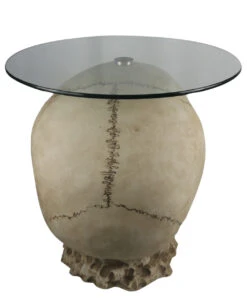 Totenschädel Tisch Mit Glasplatte 56,5cm -Karneval-Universe totenkopf tisch mit runder glasplatte totenschaedel tisch mit runder glasplatte skull table with round glass plate 54783 04